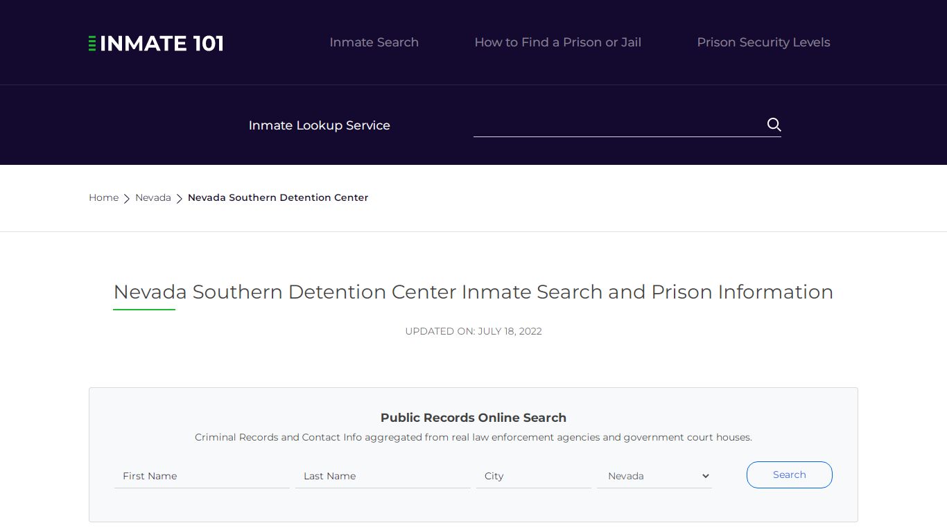 Nevada Southern Detention Center Inmate Search, Visitation ...