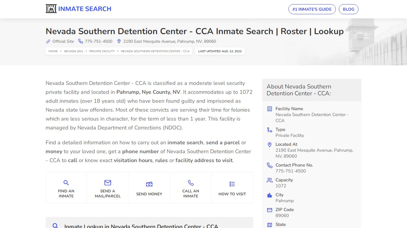 Nevada Southern Detention Center - CCA Inmate Search ...