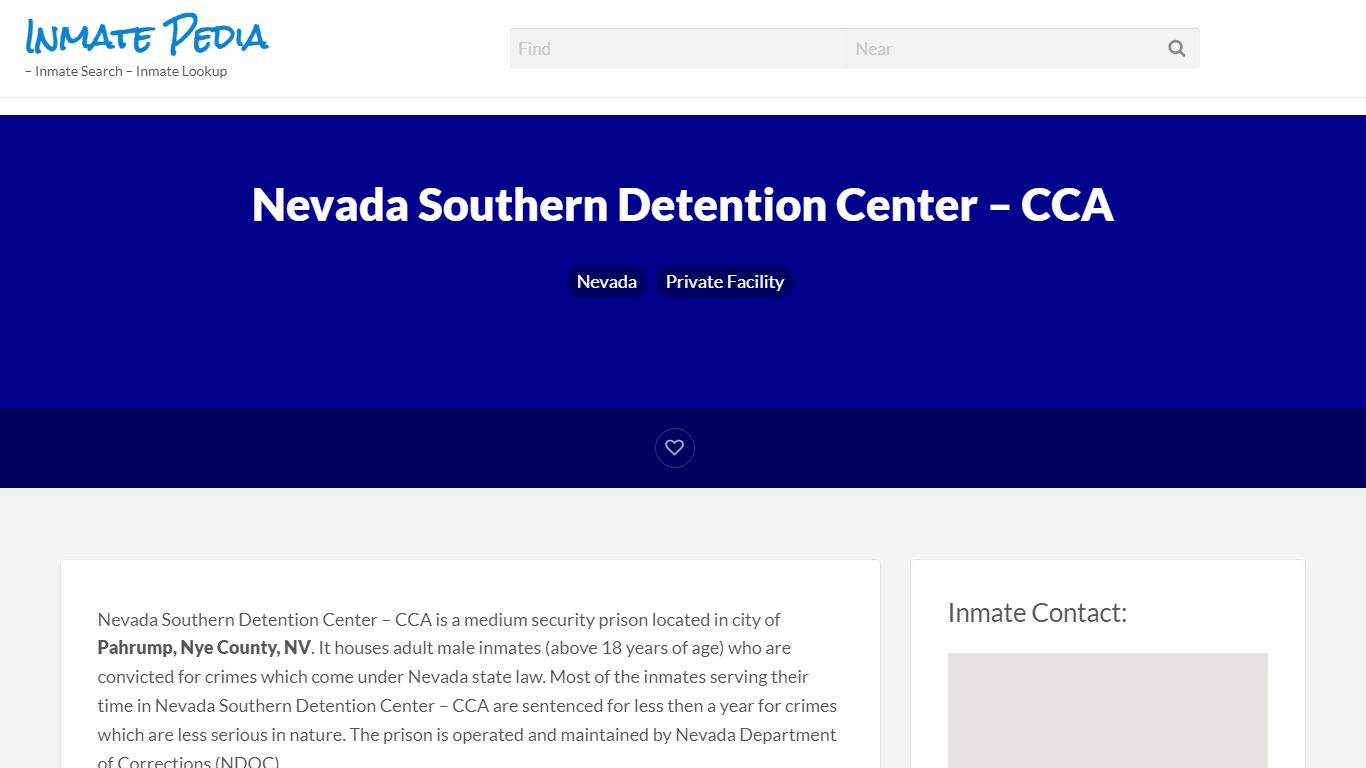 Nevada Southern Detention Center - CCA - Inmate Search